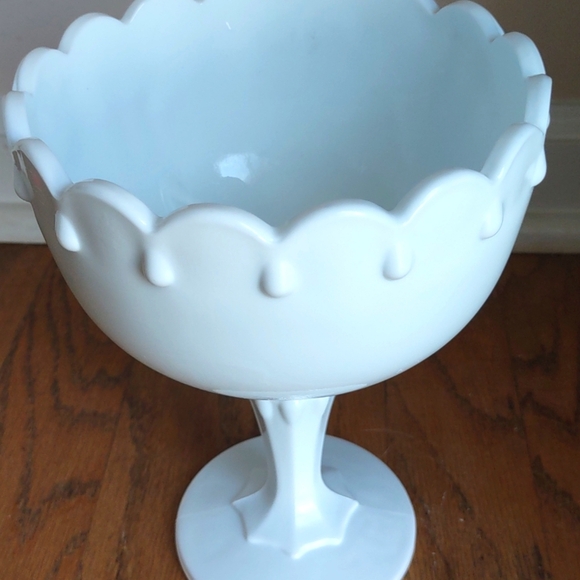 Vintage Indiana Milk Glass Tear Drop Pedestal Bowl - Picture 3 of 5
